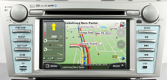 Toyota Camry DVD Player with PowerMap GPS - Elevated Road View