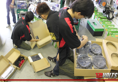 Camry Audio System Installation- AutoGadget installation team unpacks the pieces from the packaging box.