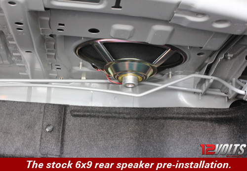 Camry Audio System Installation- The stock 6x9 rear speaker pre-installation.