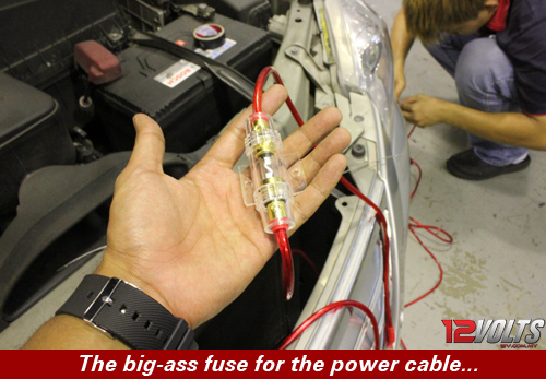 Camry Audio System Installation- The big-ass fuse for the power cable.