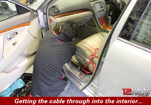 Camry Audio System Installation- Getting the cable through into the interior.