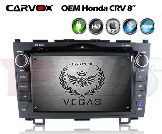 Carvox Vegas Honda CRV OEM Plug-N-Play 8 inch HD DVD Player (with Powermap GPS)
