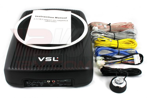 VSL AL-104AS 10" 2.1 channel Compact Powered Subwoofer - Wiring Kit Included