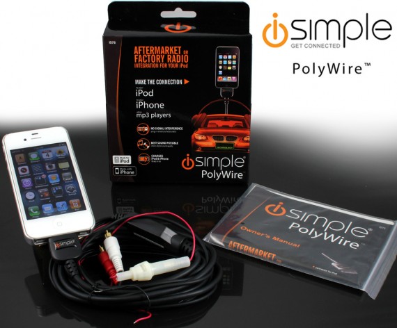 iSimple PolyWire - Car Radio RCA Audio Connector Cable for the iPod or iPhone