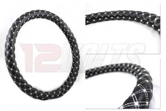 Steering Wheel Cover with white stitching