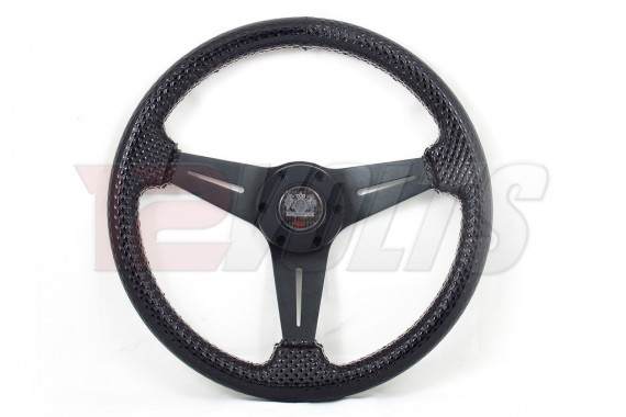 Junction Produce V.I.P. Style Black with White stitching 14" Steering Wheel