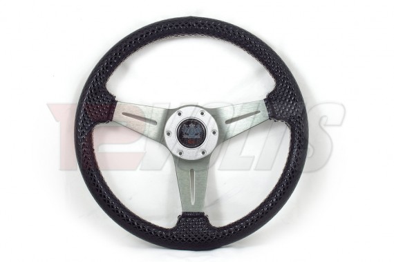 Junction Produce V.I.P. Style Titanium with White stitching 14" Steering Wheel