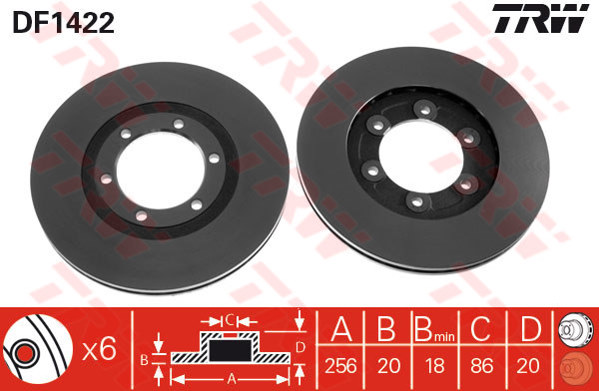 DF1422 - TRW Brake Disc Rotor for FORD MAXI, B2200 PICKUP (F)