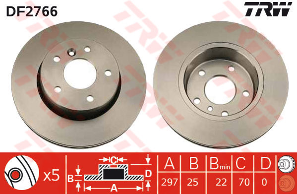 DF2766 - TRW Brake Disc Rotor for LANDROVER, RANGE ROVER II 3.9 (F)