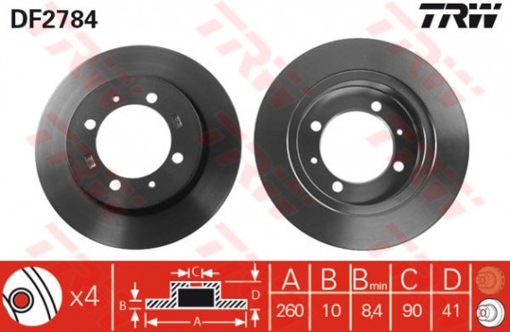 DF2784 - TRW Brake Disc Rotor for PROTON WAJA CFI 1.6 (R)