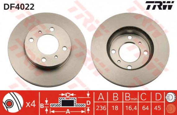 DF4022 - TRW Brake Disc Rotor for PROTON WIRA 1.5 (F)