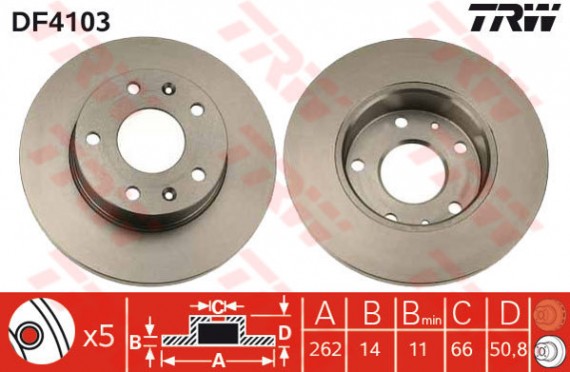 DF4103 - TRW Brake Disc Rotor for LANDROVER FREELANDER 1.8, 2.0, 2.5 (F)