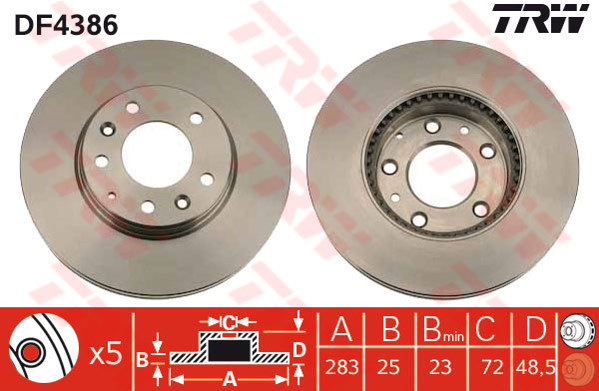 DF4386 - TRW Brake Disc Rotor for MAZDA 6 (2.0) (03-ON) (F)