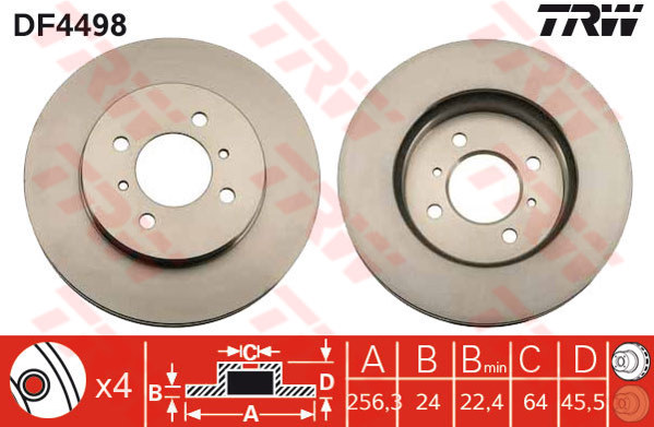 DF4498 - TRW Brake Disc Rotor for PROTON WIRA 1.6, 1.8 (F)