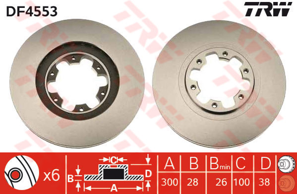DF4553 - TRW Brake Disc Rotor for NISSAN FRONTIER D22 PICKUP 4WD (F)