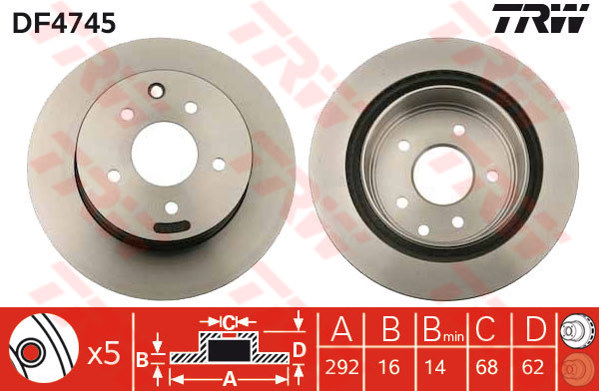 DF4745 - TRW Brake Disc Rotor for NISSAN X-TRAIL T30 2.0, 2.5 (R)