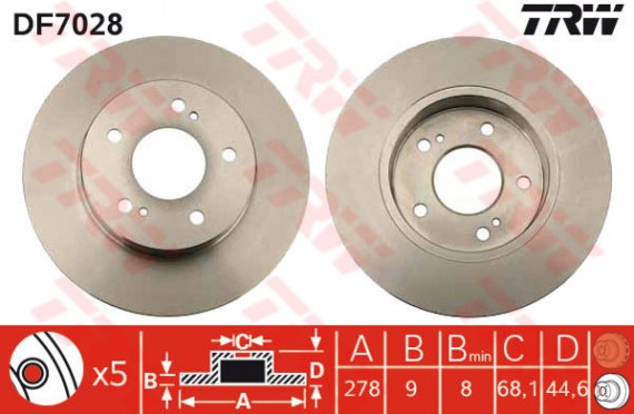 DF7028 - TRW Brake Disc Rotor for NISSAN CEFIRO A32 2.0, 3.0 (R)