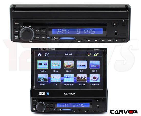 Carvox CX-8088 In-Dash DVD Multimedia AV Receiver with Bluetooth, USB, SD