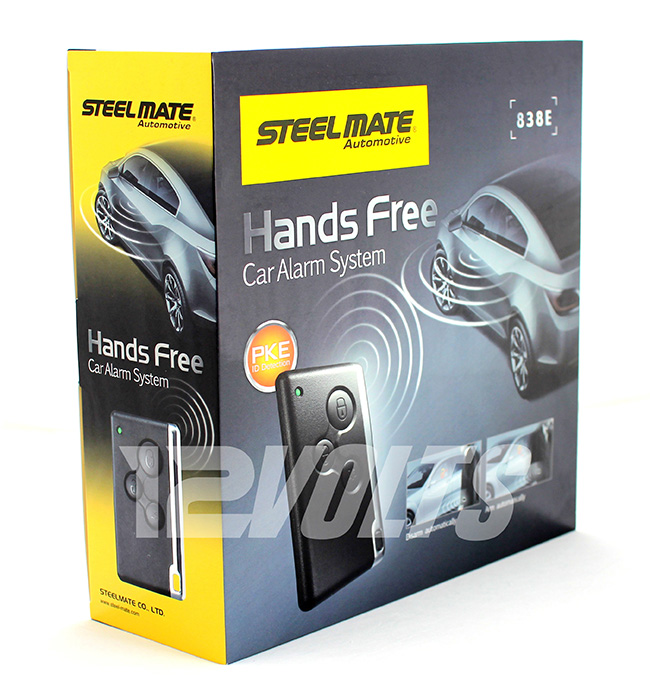 STEEL MATE 838E Handsfree Car Alarm System with Super Slim Passive Keyless Entry (PKE) Transmitters