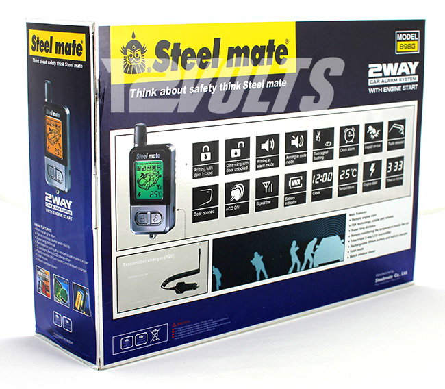 STEEL MATE 898G Car Alarm System with TMT Technology with 2-way Rechargeable Transmitters