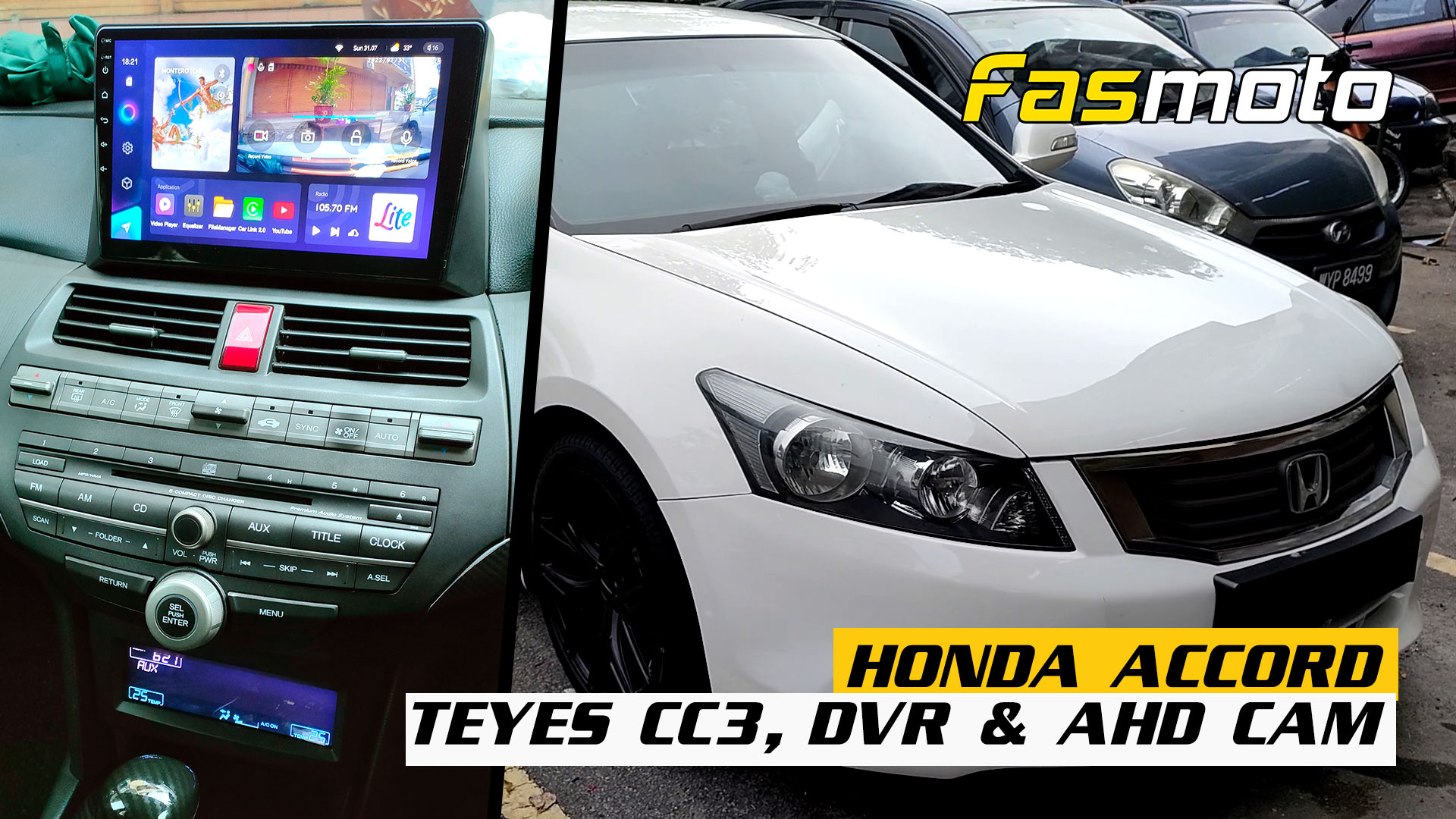 Honda Accord G8 | Teyes CC3 Android Head Unit , DVR and AHD Reverse ...