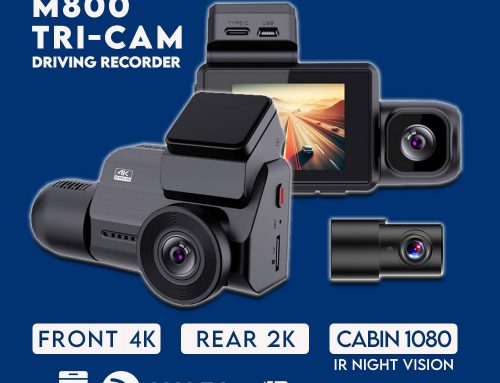 MIURA M800 3-Channel Dash Cam 4K+2K+1080P Built-in GPS WiFi App 64GB Memory included